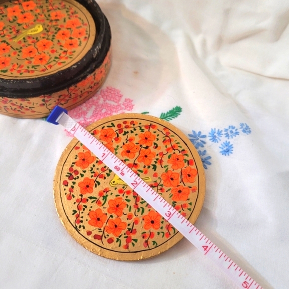 4/$26 Boho Wooden Painted Coaster Set with Box - Picture 5 of 8